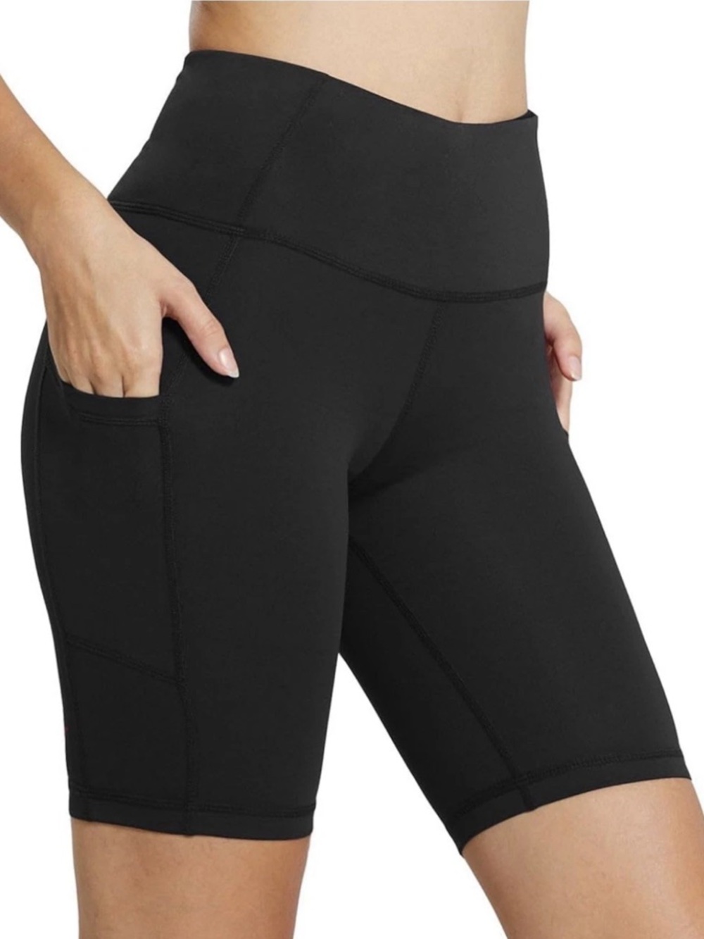 Baleaf Biker Shorts Women’s Sz Large EC Pockets logo in back Black